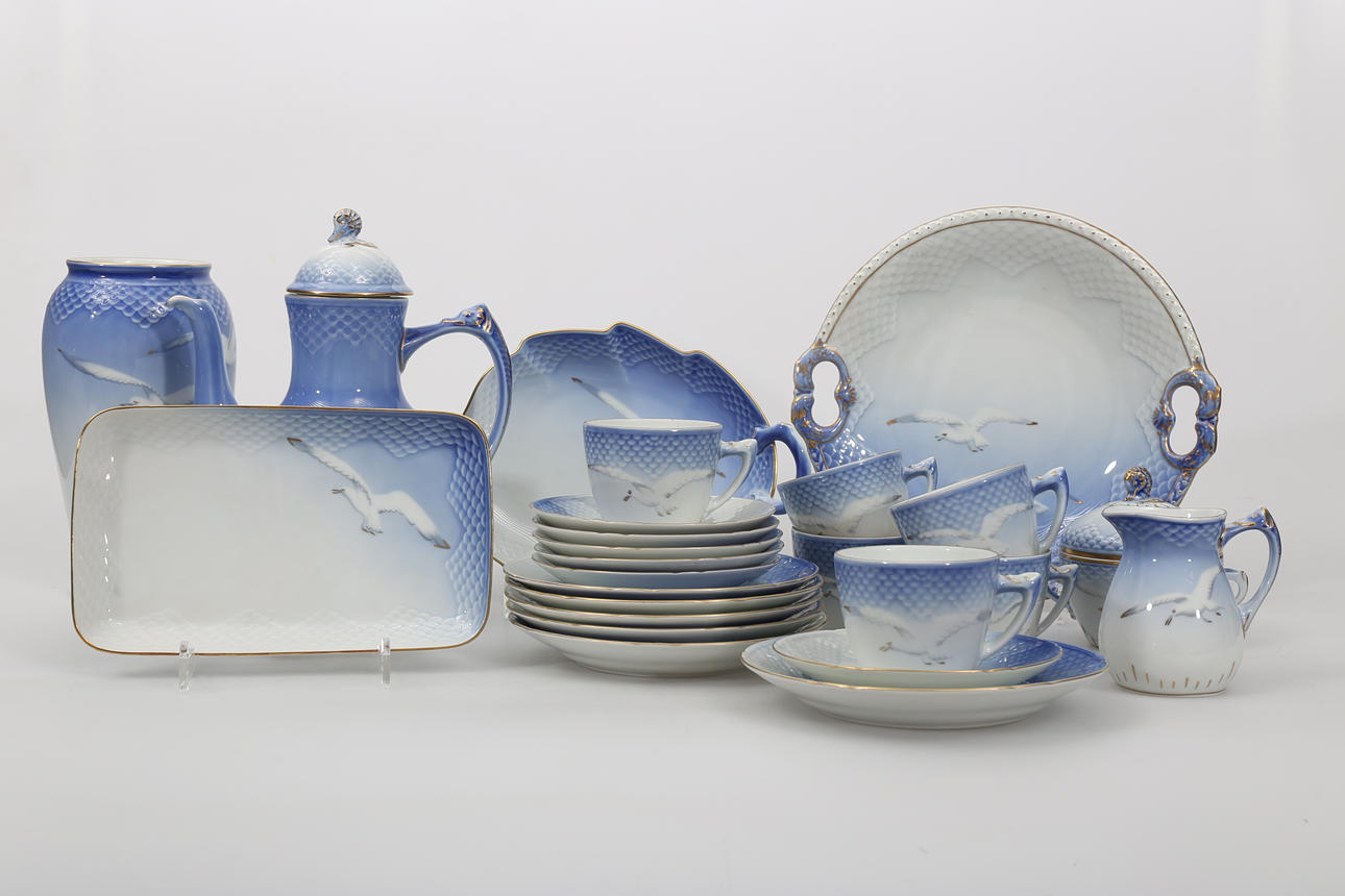 KAFFESERVIS, porslin, 25 delar, "Måsen", Bing & Gröndahl.