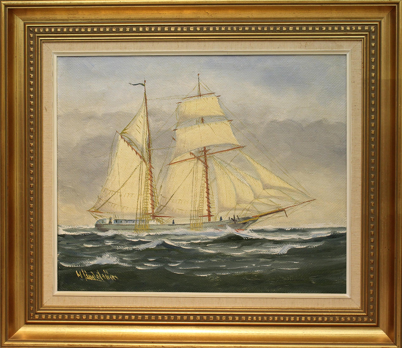 HARALD HOLMSTRÖM. Segelfartyg. Olja på duk. Signerad H Holmström.