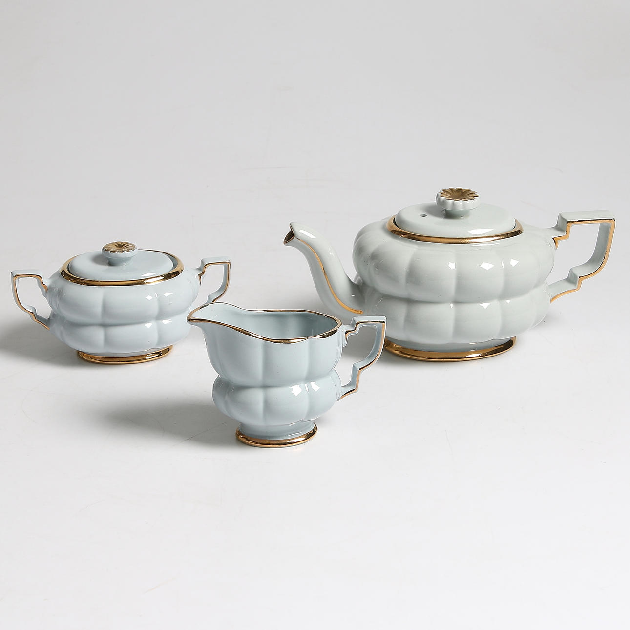 TESERVSDELAR, 3 st, porslin, Art Deco, "Grand", Arthur Percy, Gefle Porslinsfabrik. 1930-tal.