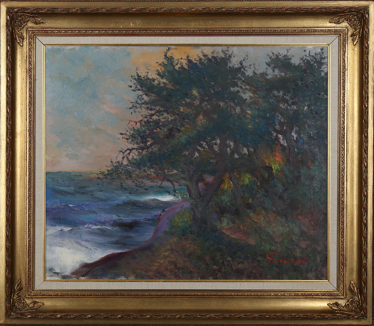 FRANS GARD. "Aftonsol", olja på duk, signerad Gard.