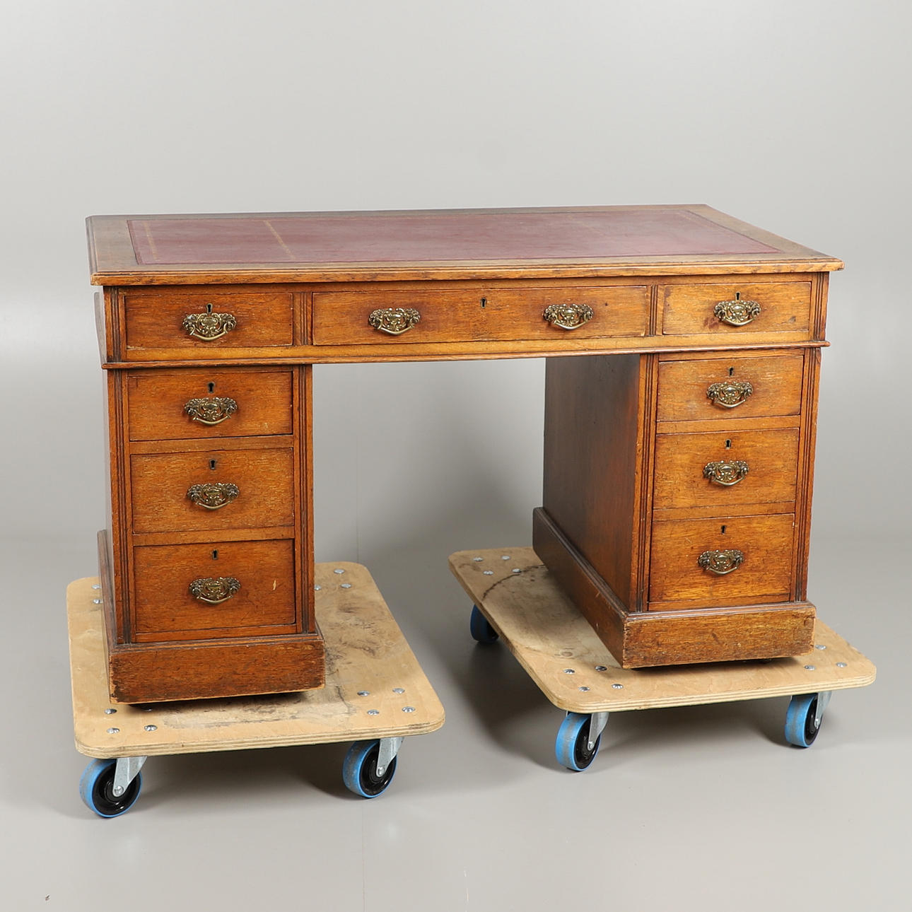 ANTIKE EICHE SOCKEL SCHREIBTISCH.