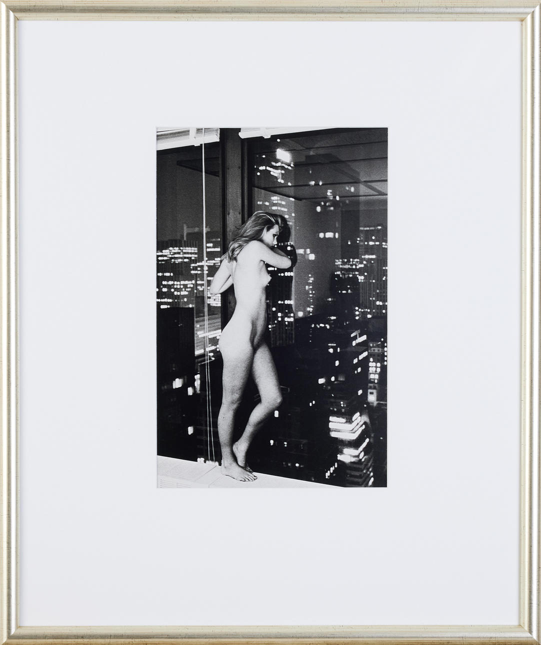 HELMUT NEWTON. "Patti House over Manhattan, 1977." Offset lithographic photograph, from the 1979 Special Collection suite.