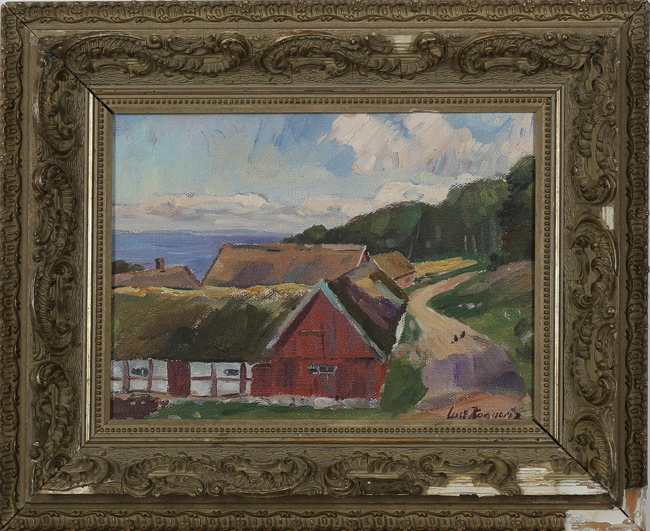 CURT SIXTEN RAGNARTZ. "Gård i Arild", olja på duk, signerad.