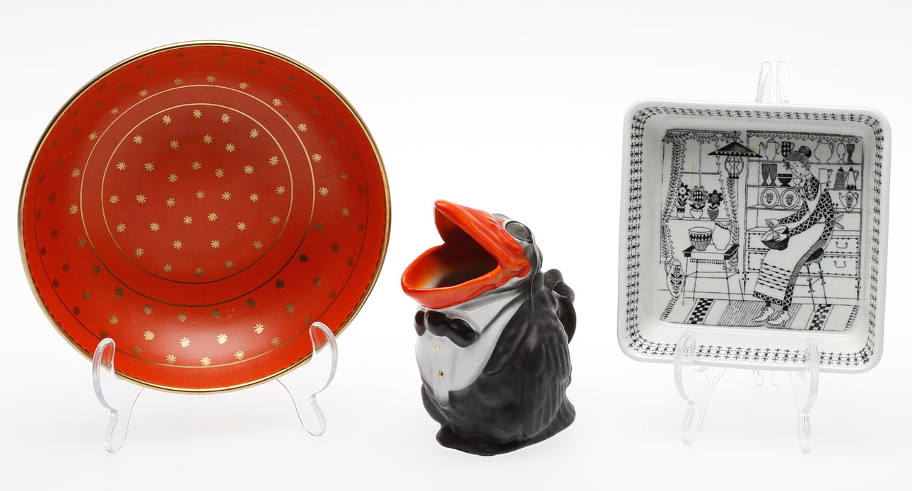 KERAMIKFÖREMÅL, 3 delar, bl.a. Arabia och Gefle.