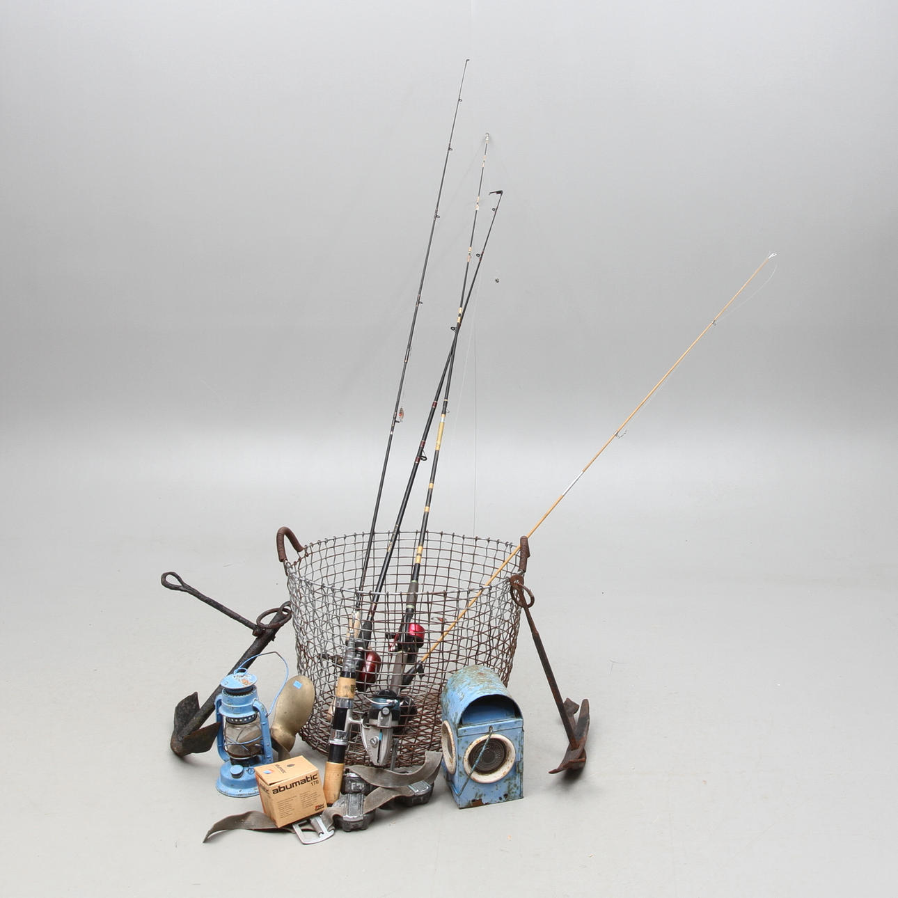 PARTI NAUTICA, bla korg, ankare, fiskespön mm.