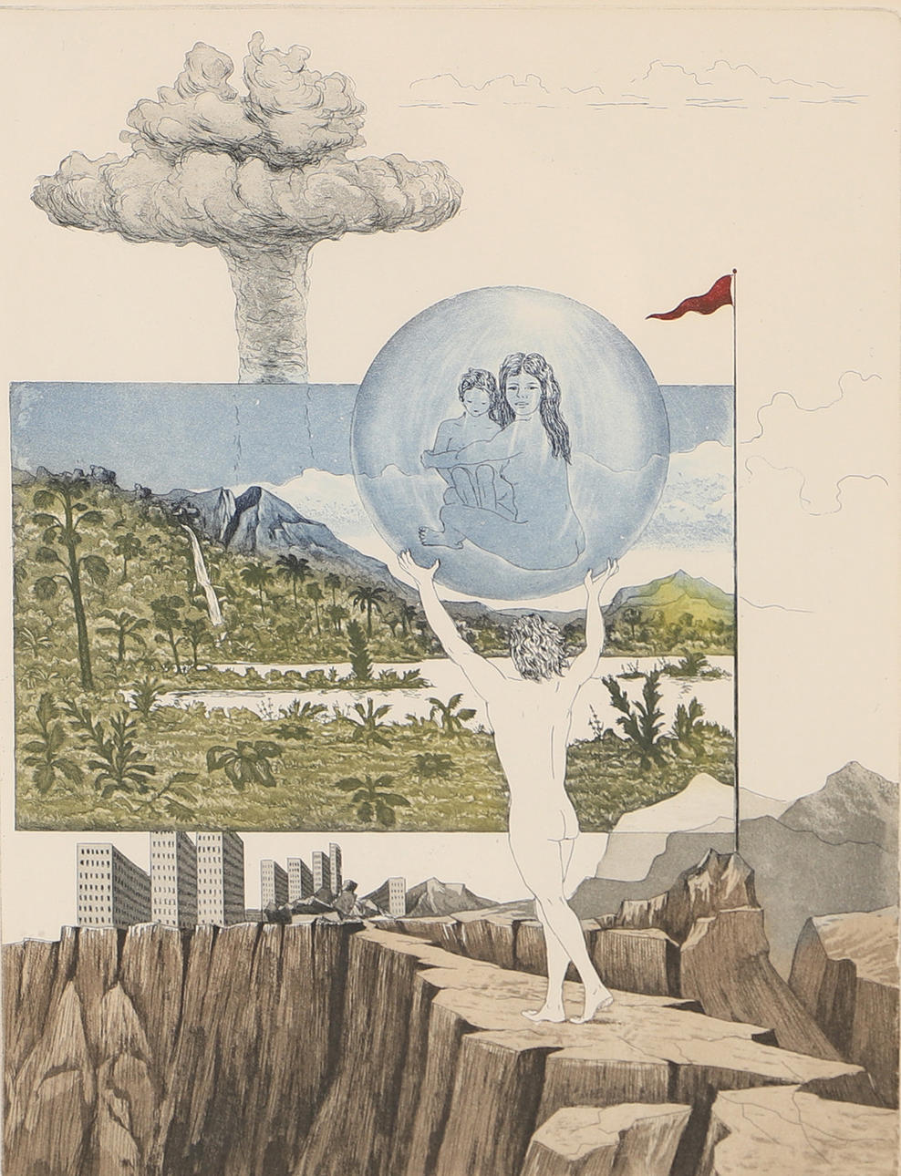 GEO WIDE. "Towards Shangri-La", etching, signed.