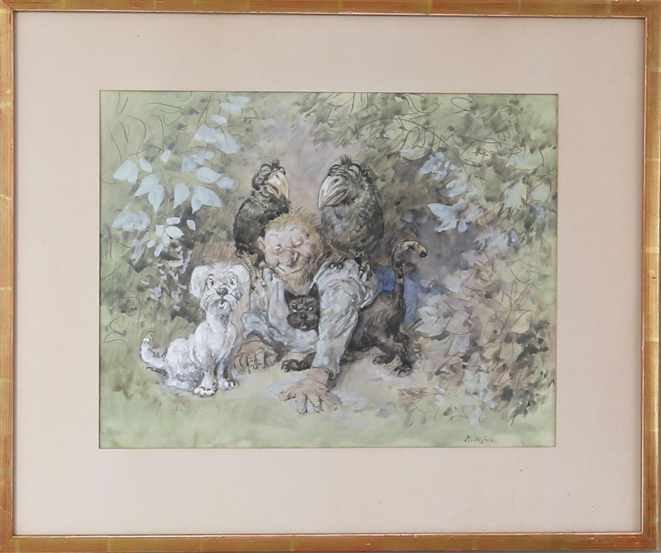 ROBERT HÖGFELDT. Djurvännen, akvarell, signerad.