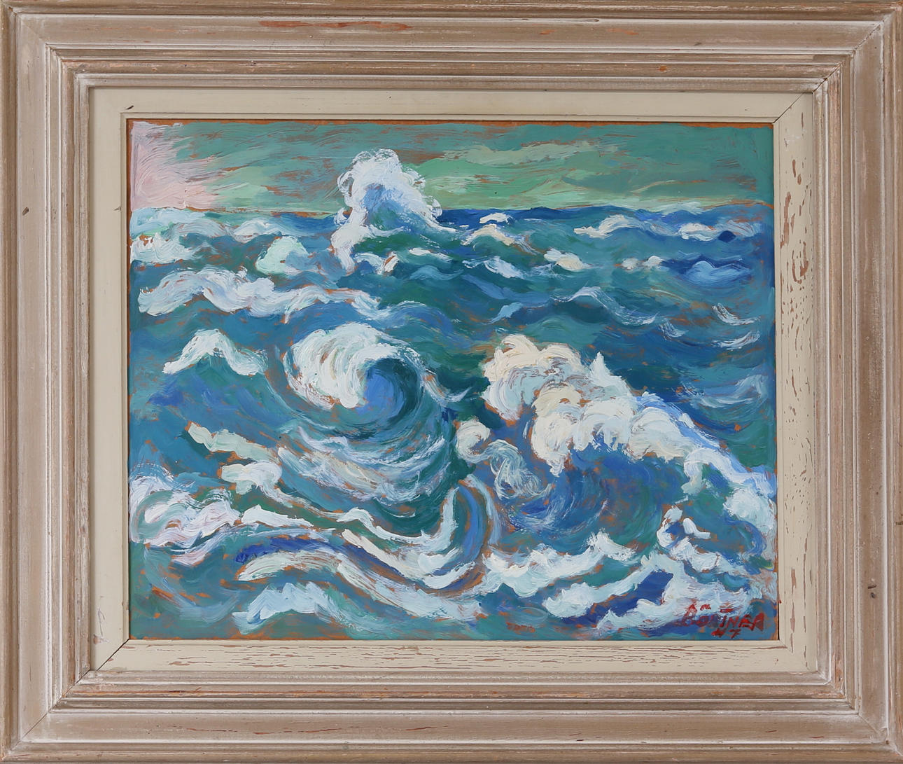 GUSTAF BÖRTNER. Havsmotiv, olja på pannå, signerad och daterad.