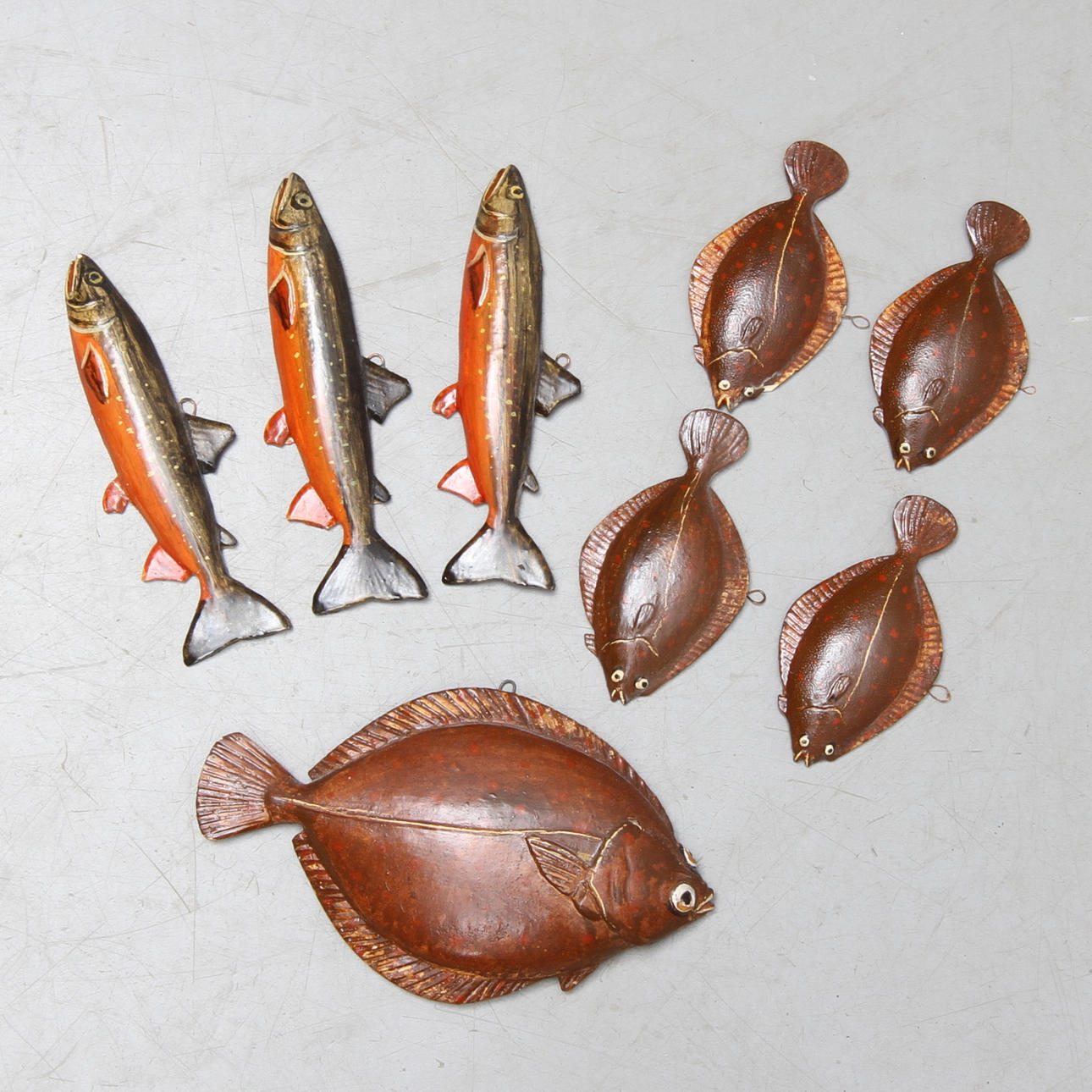 FISCH, 8 Stück, Gips, Helge Ström.