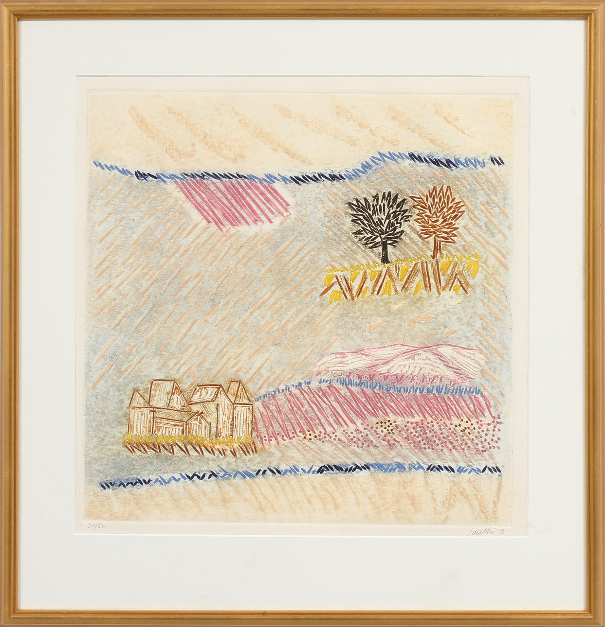 JEAN B LOUTTRE. Landskap, färglitografi, signerad och numrerad 20/60.