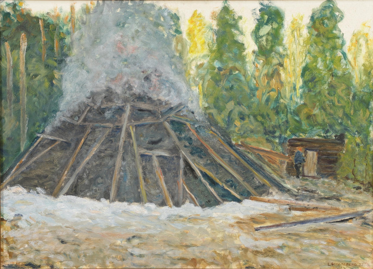 LENNART SCHULTZBERG. Oil on Board, signed, dated 77.