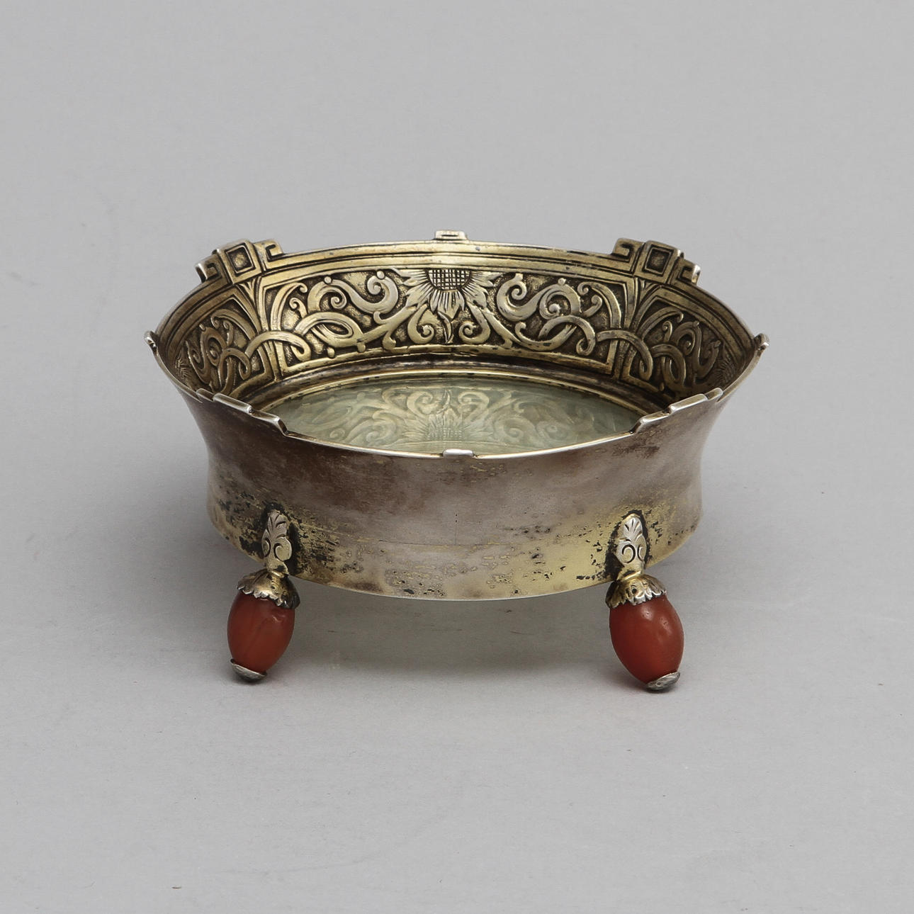 SKÅL, silver, jade samt karneol, Kina, Edward I. Farmer, New York, Sterling.