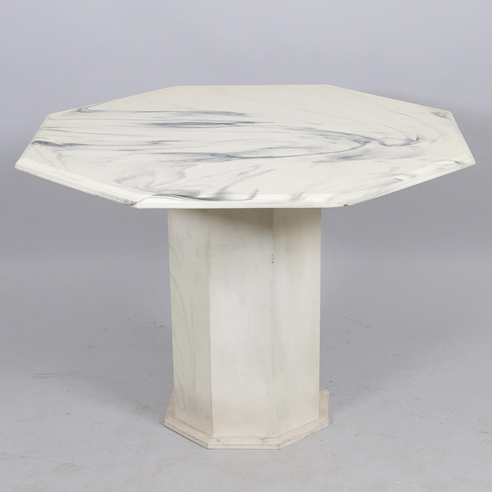 MATBORD, 8-kantigt, marmorimitation, 1980-tal.