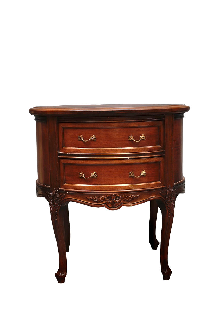 Louis XV style round side table in stained beech.