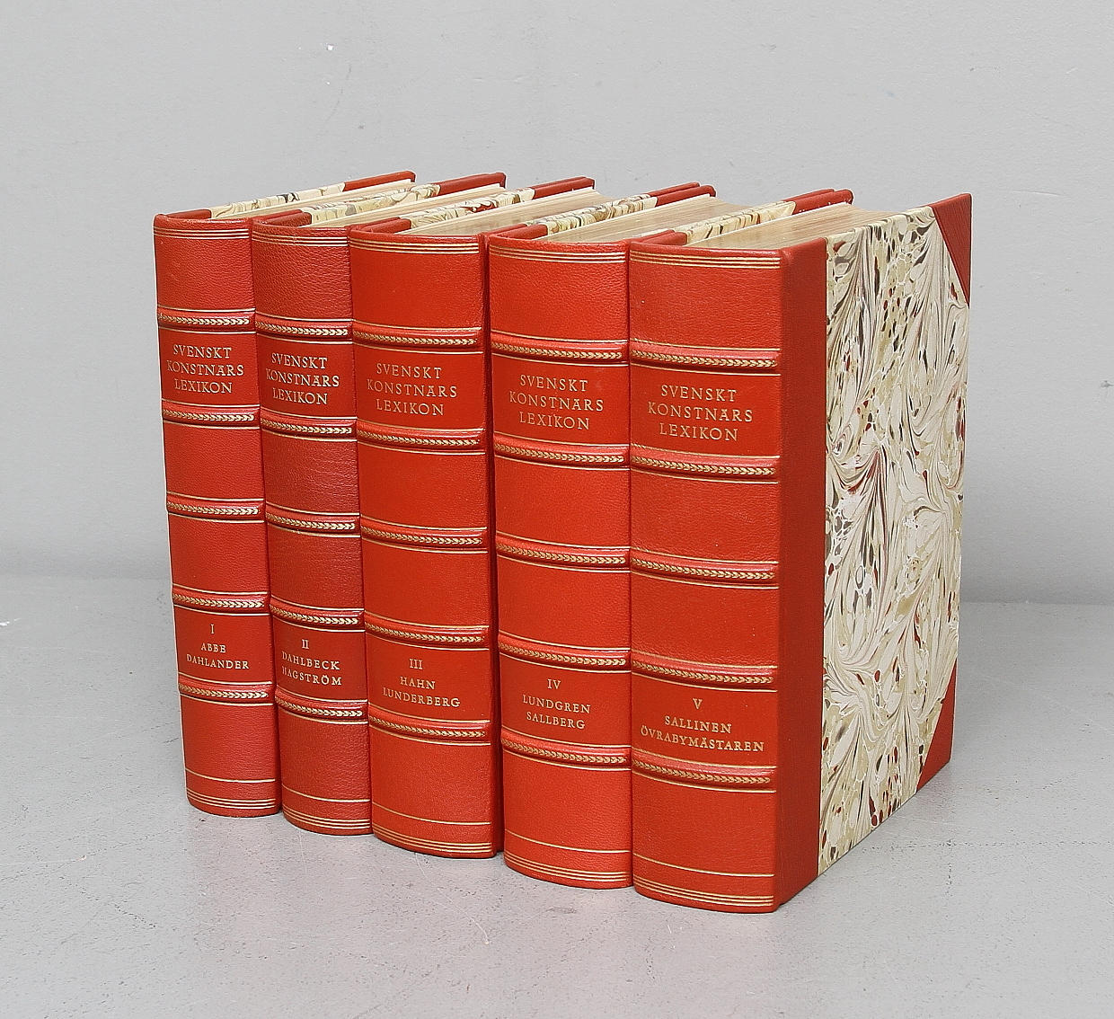 BOKBAND, 5 band, "Svenskt konstnärslexikon", Allhems förlag 1961.