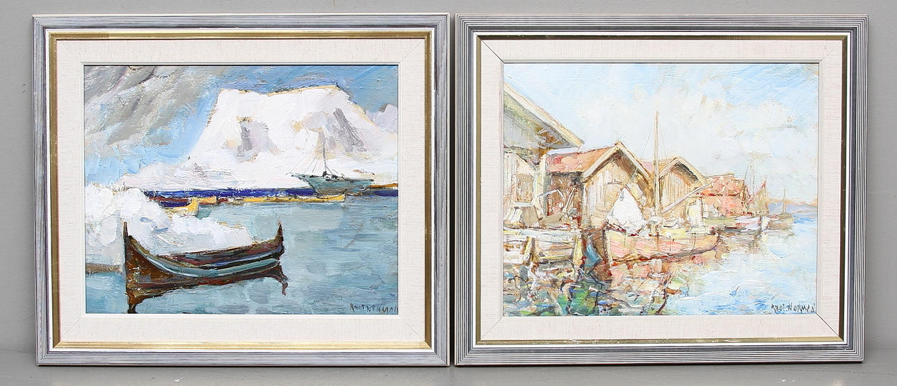 KNUT NORRMAN. Olja på pannå, 2 st, signerade.