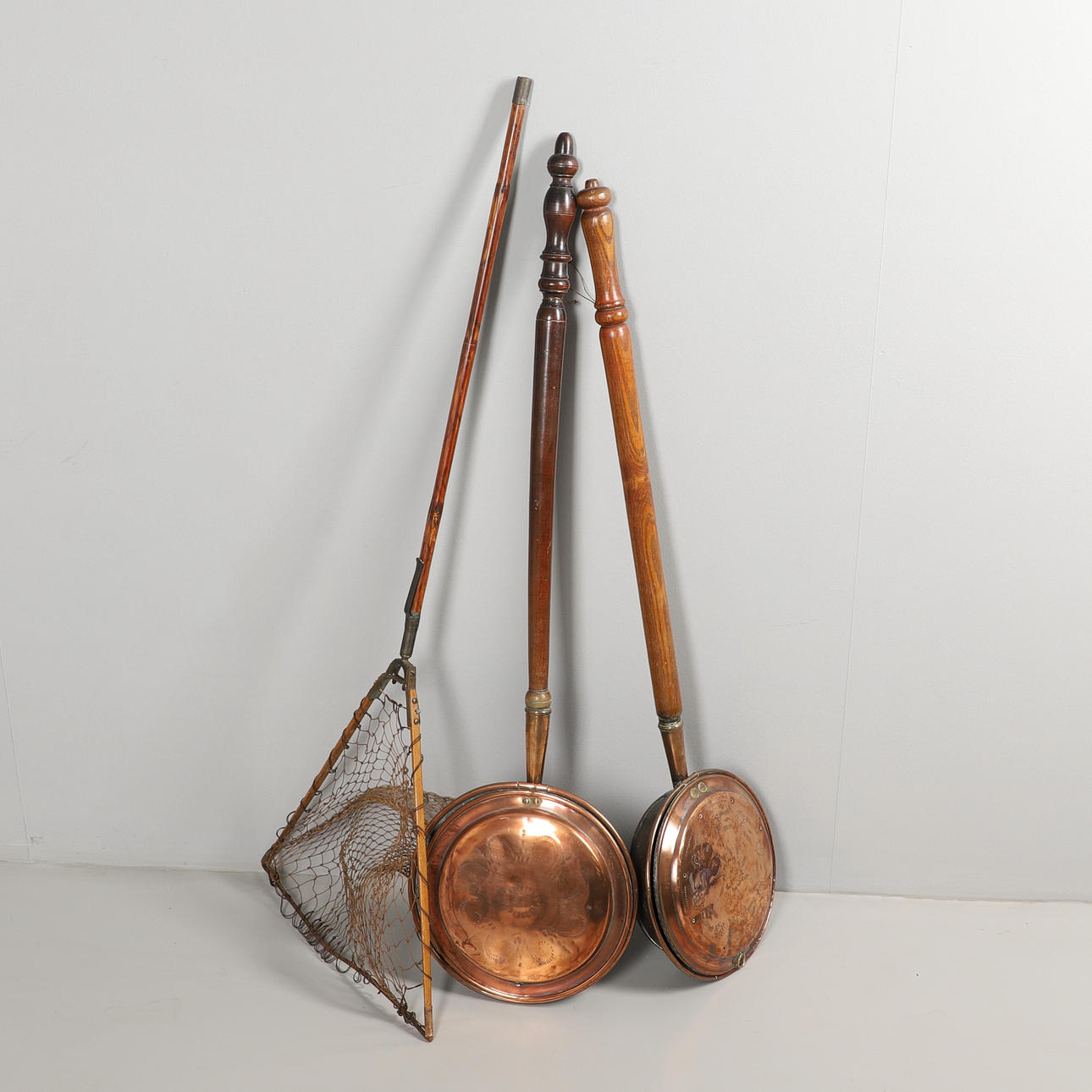 TWO COPPER WARMING PANS.