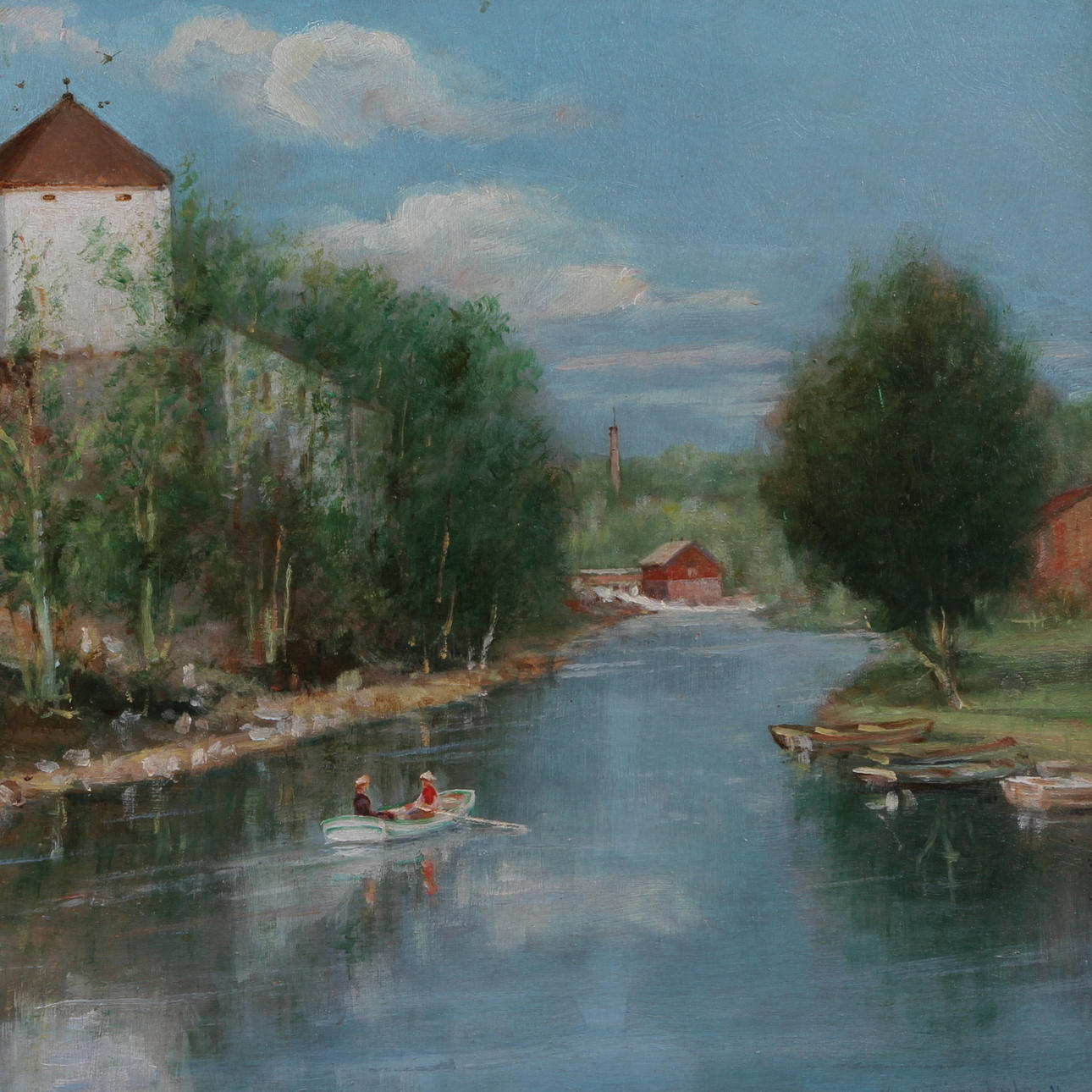 KNUT FÄGERSKÖLD. Olja på pannå, "Nyköpings slottsruin", signerad.