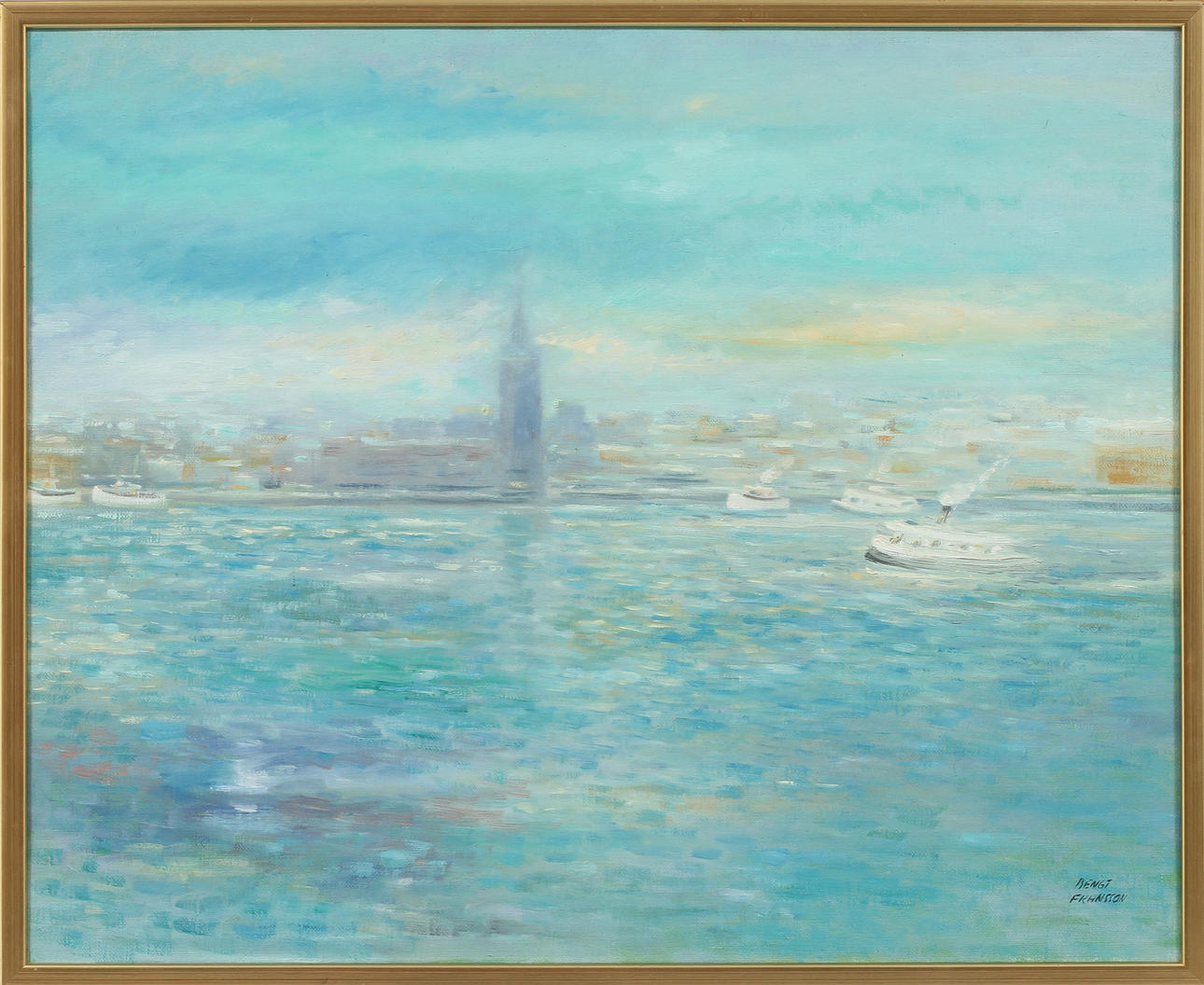 BENGT FRANSSON. Stockholmsbild, olja på duk, signerad.