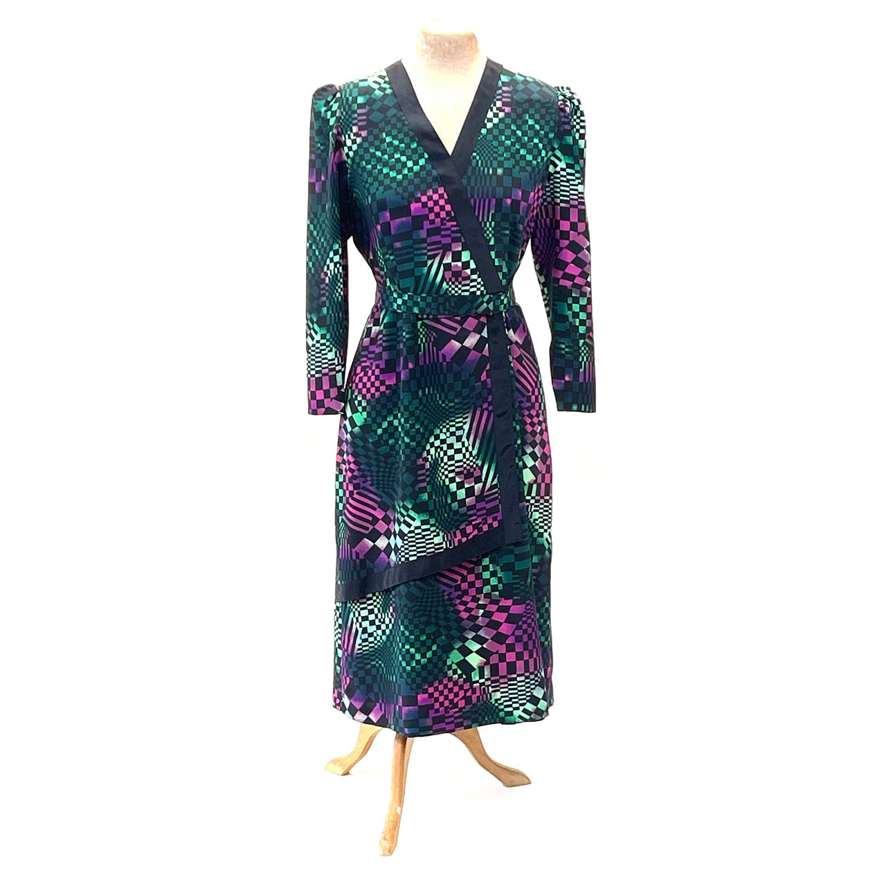 VINTAGE DARK MULTICOLOUR PATTERNED DRESS.
