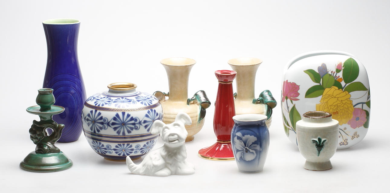 KERAMIKFÖREMÅL, 10 delar, bland annat Rosenthal, Ekeby, Karlskrona.