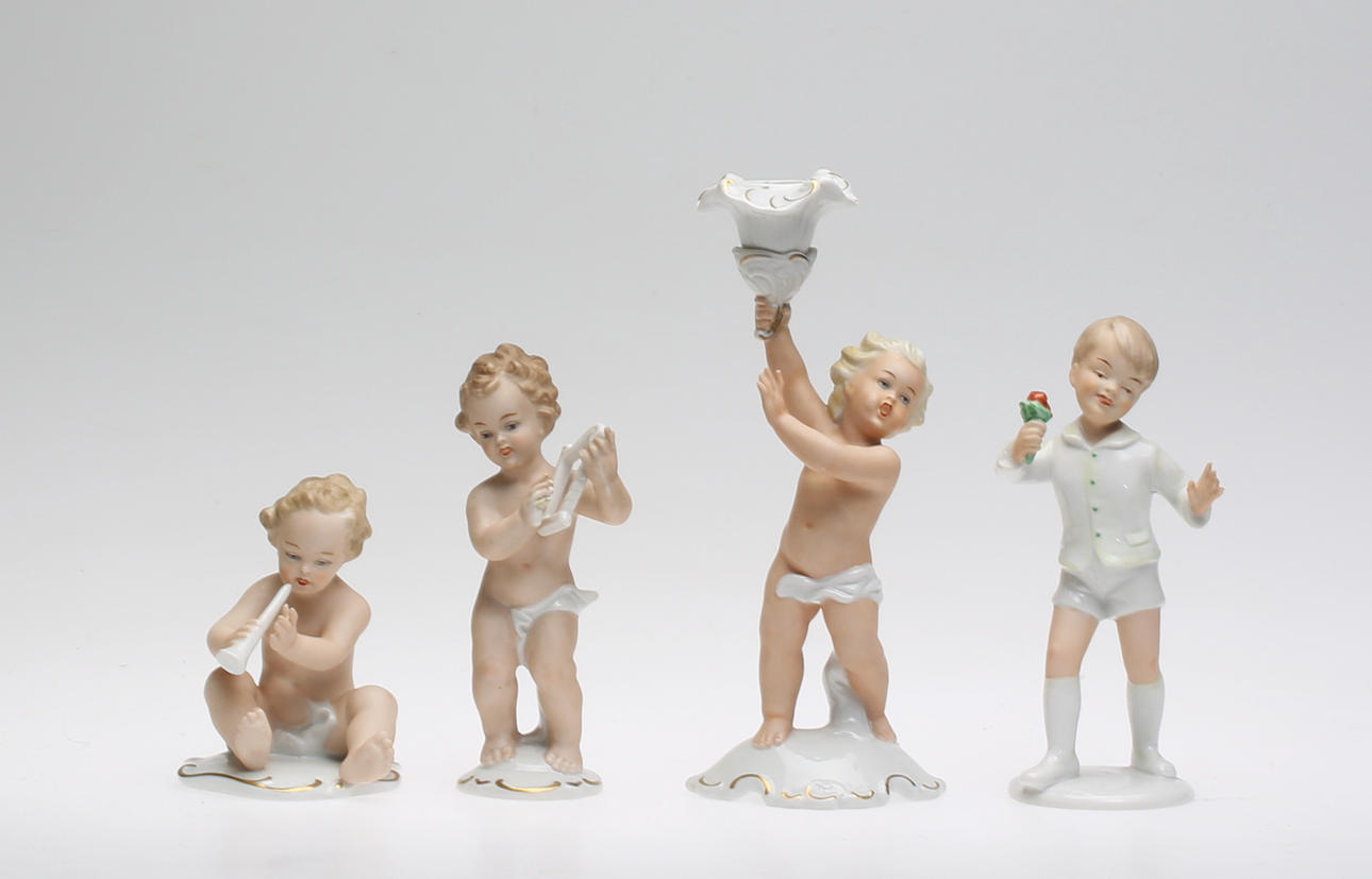 FIGURINER, 4 st, porslin, Wallendorf, Tyskland, 1900-tal.