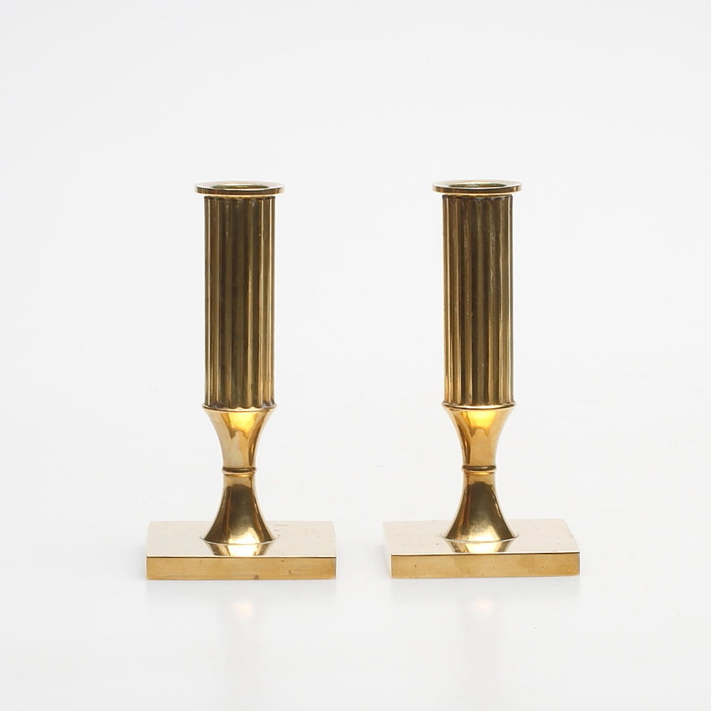 LJUSSTAKAR, mässing, gustaviansk stil, Metallslöjden Gusum, 1900-tal.