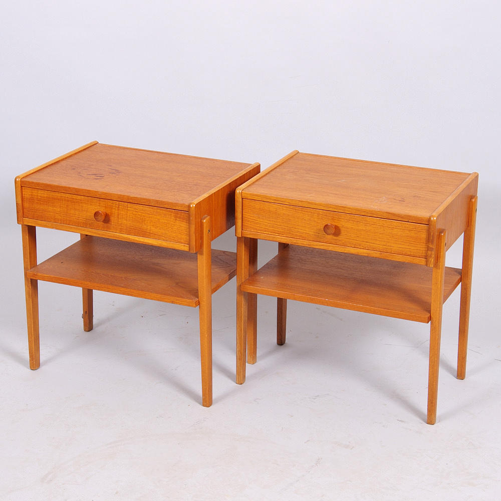 SÄNGBORD, 1 par, teak/bok, 1900-talets mitt.