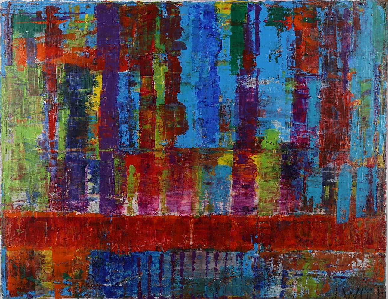 JAN WOLF. Akryl på duk "Colours of Barcelona" signerad J Wolf.