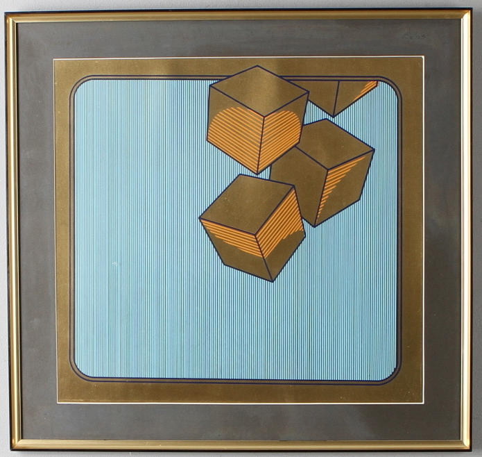 BECK & JUNG (HOLGER BÄCKSTRÖM & BO LJUNGBERG). Komposition, färgserigrafi med guldprägling, signerad och numrerad 1/80.