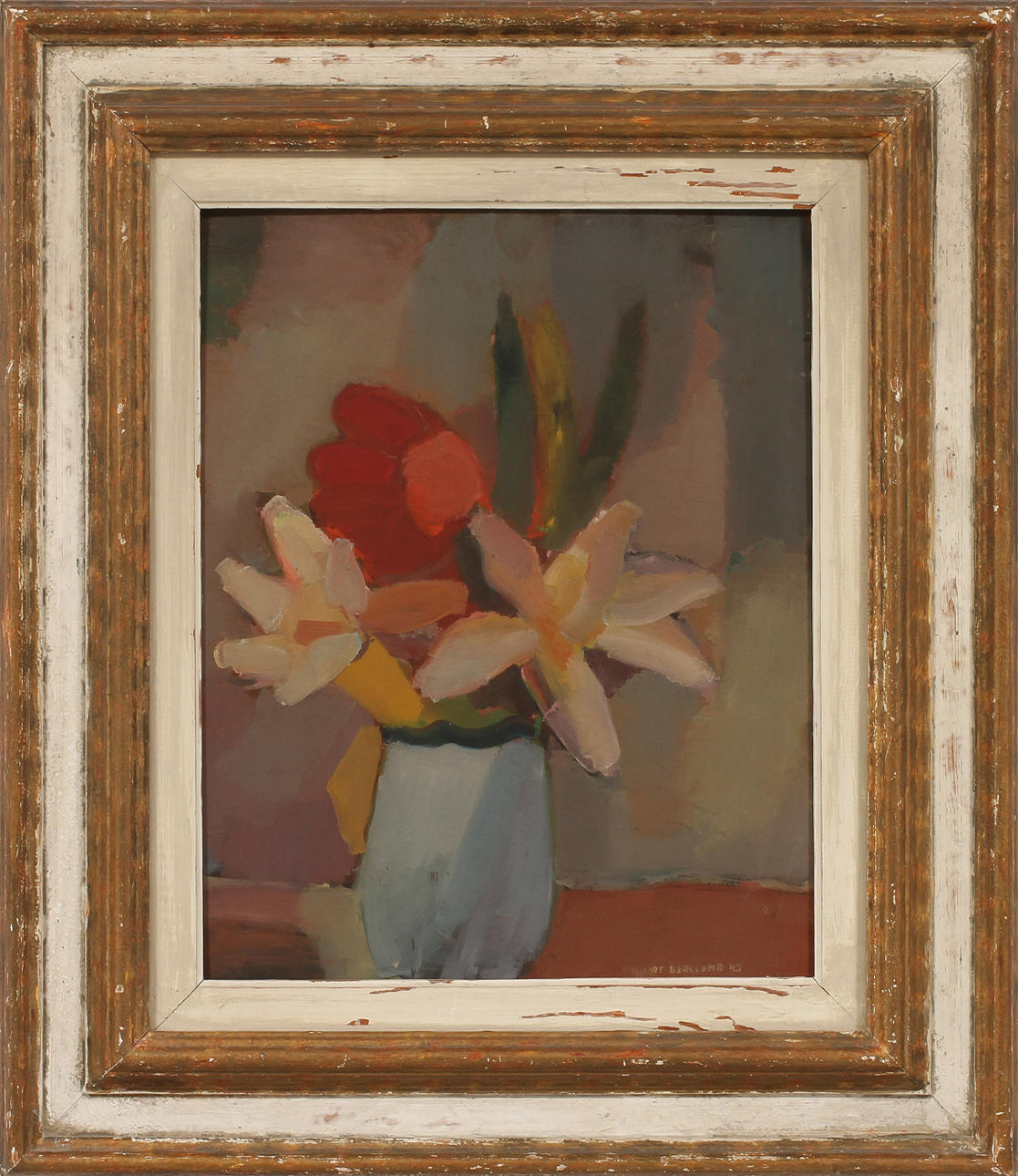 FRITHIOF BERGLUND. "Tulpaner", olja på pannå, signerad.