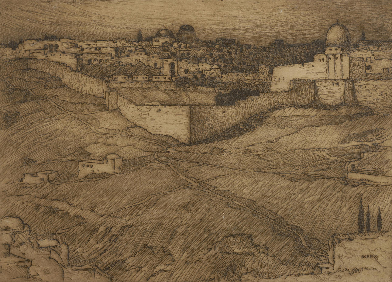 FERDINAND BOBERG. "JERUSALEM SETT FRÅN OLJEBERGET".