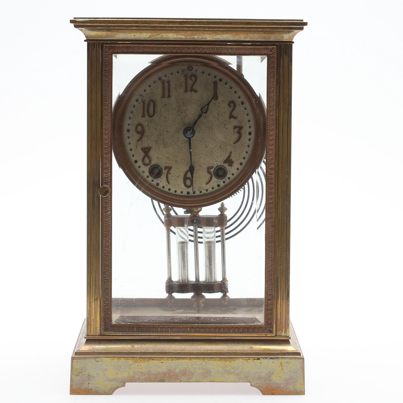 BORDSUR, glas samt mässing, Seth Thomas, USA, 1900-talets första hälft.