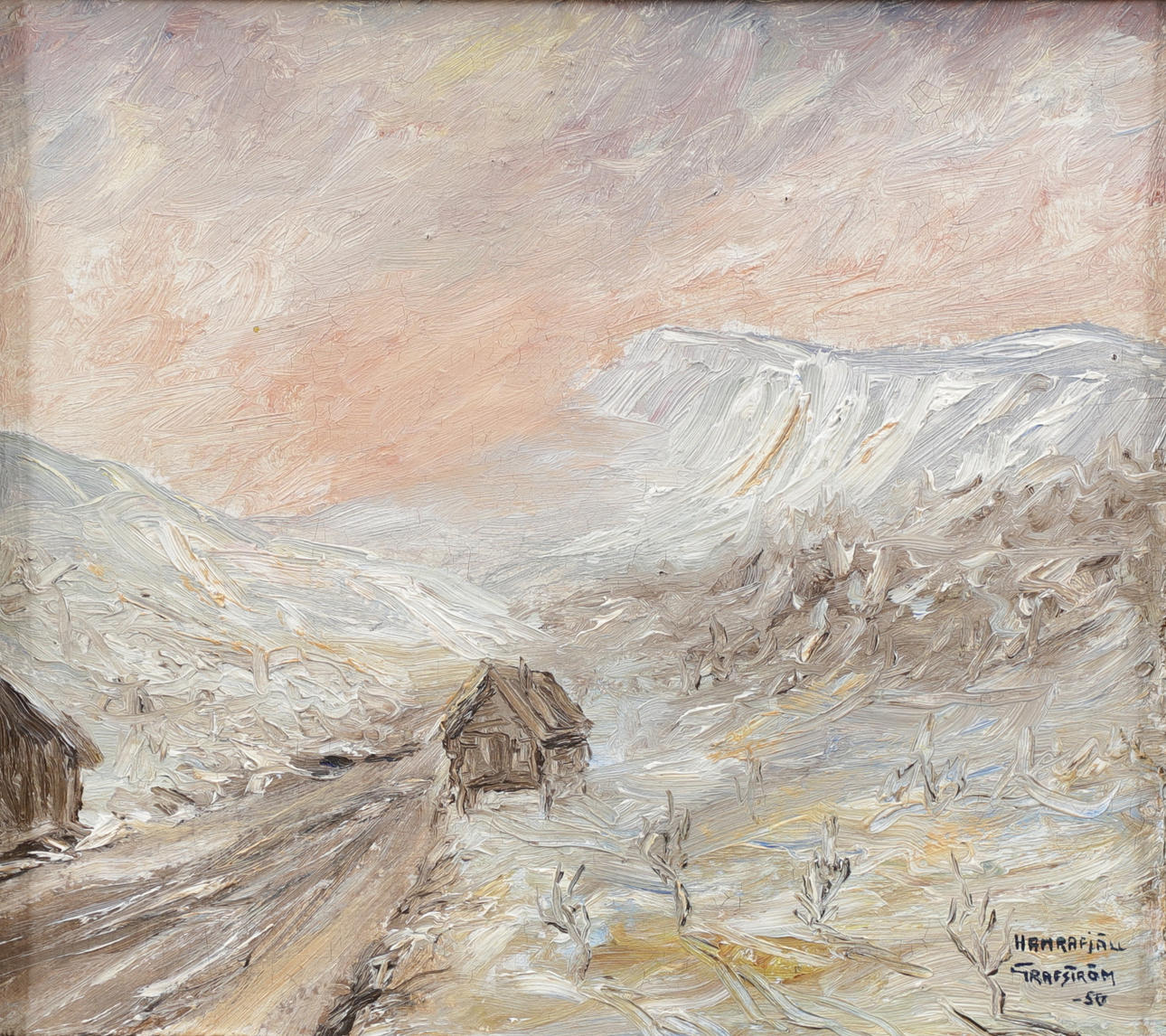 GUSTAV GRAFSTRÖM. "Hamrafjäll", oil on Board, signed and dated.