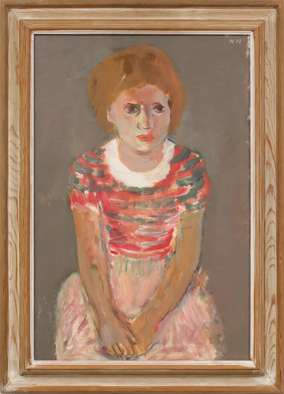 NILS NILSSON (1901-1949). Porträtt av dottern Brita. Olja på duk.