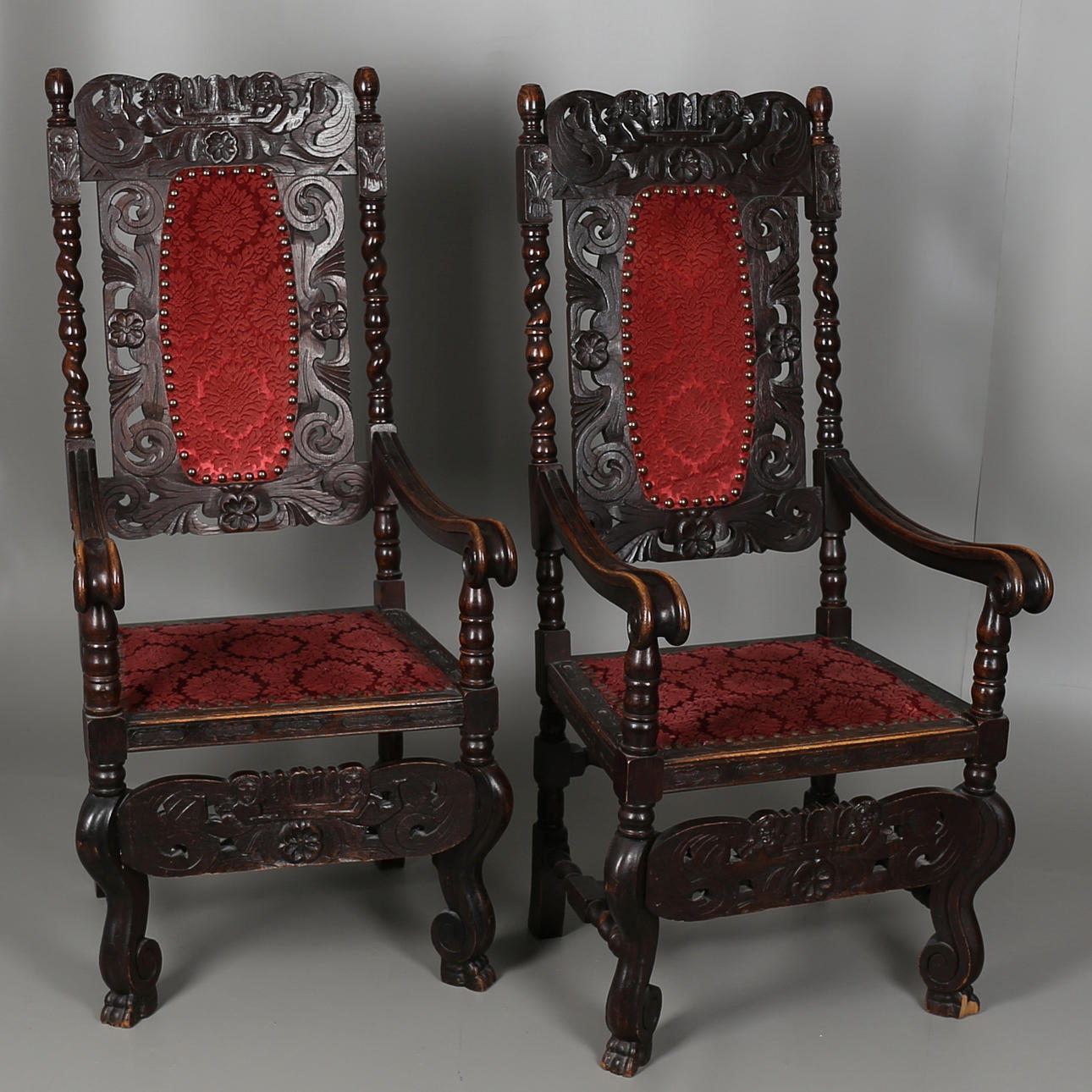 KARMSTOLAR, 1 par, barockstil, omkring 1900.