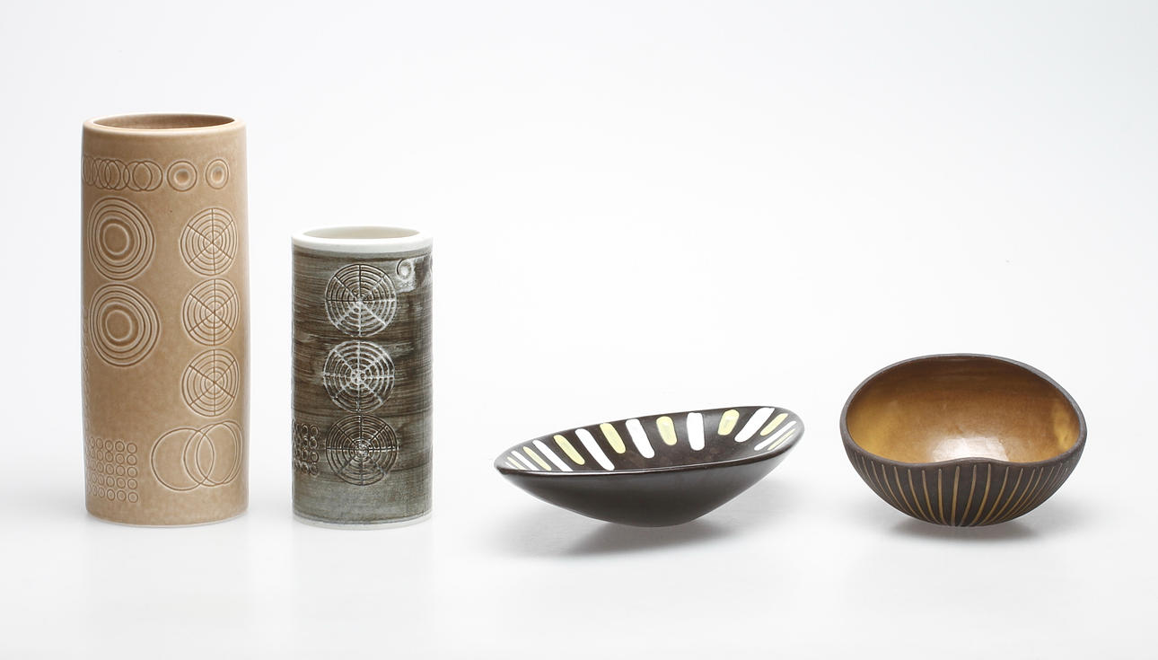 KERAMIKFÖREMÅL, 4 delar, Upsala Ekeby, Ekeby och Rörstrand.