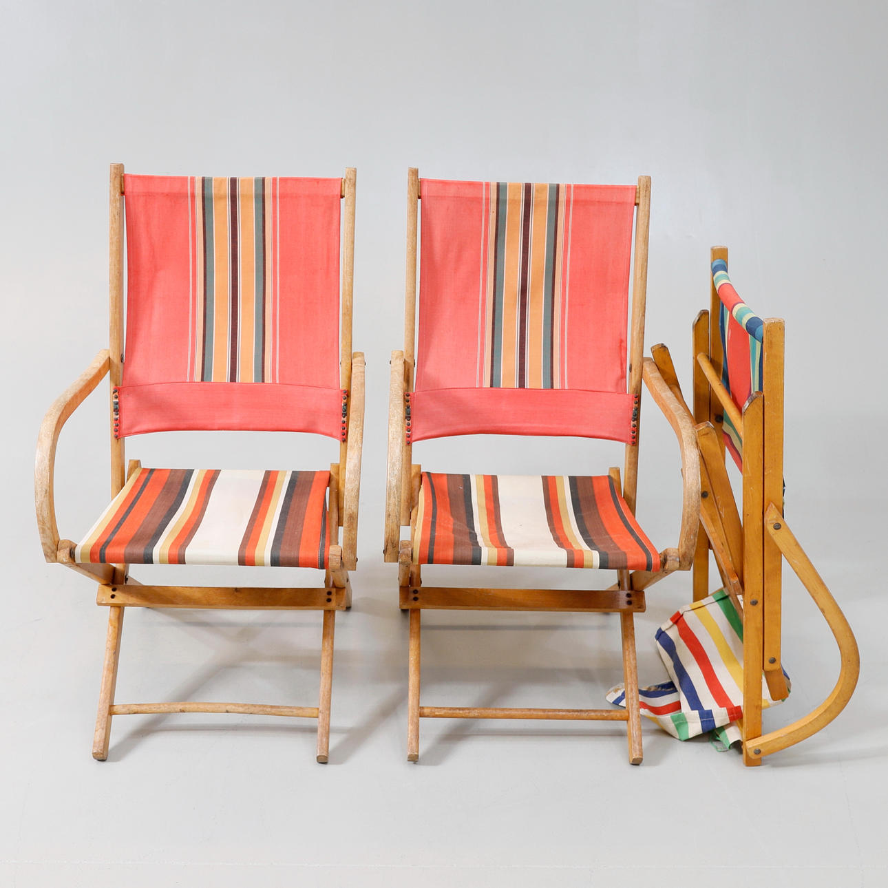 SOLSTOLAR, 3 st, fällbara, 1960-tal.