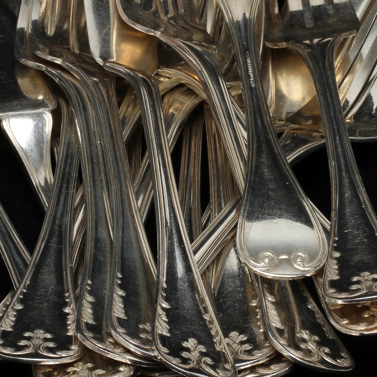 FISKBESTICK, 21 delar, nysilver, Modell "Gammal fransk". GAB.