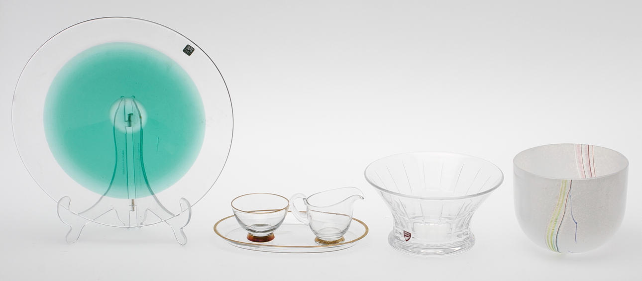 GLASFÖREMÅL, 6 delar, Kosta Boda, Orrefors, Gullaskruf och Målerås.