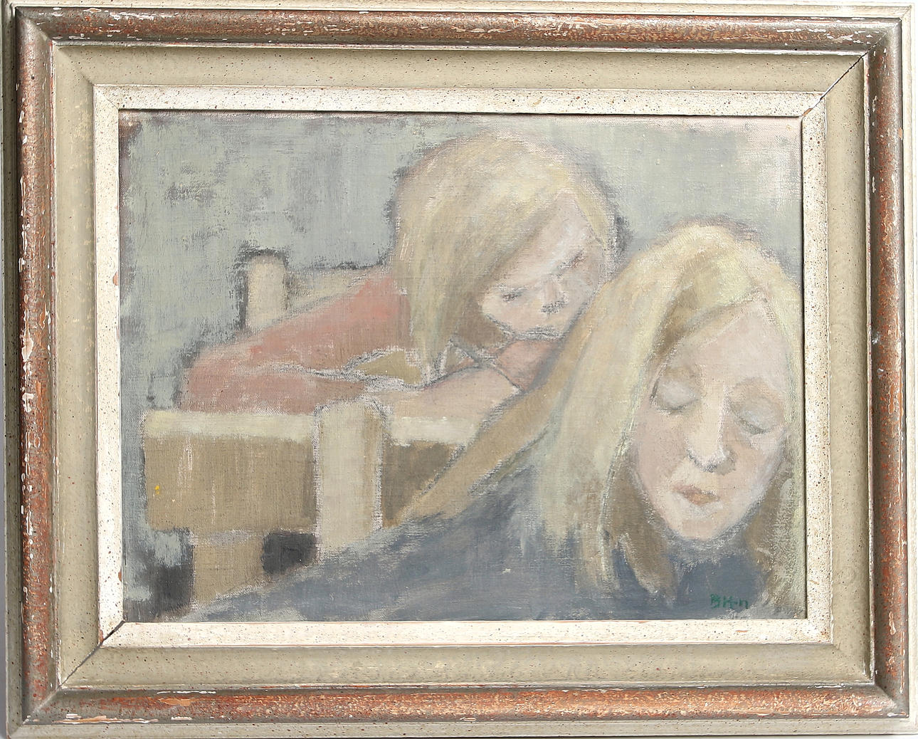 BERTA HANSSON. "Liten Madonna", olja på på duk, uppfordrad, monogramsignerad "B H-n".