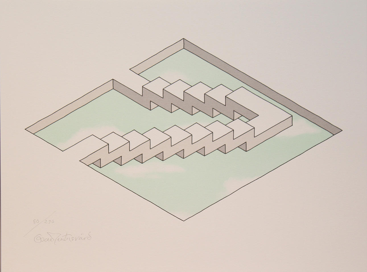 OSCAR REUTERSVÄRD. Omöjlig figur. Färglitografi. Signerad. 80/290.