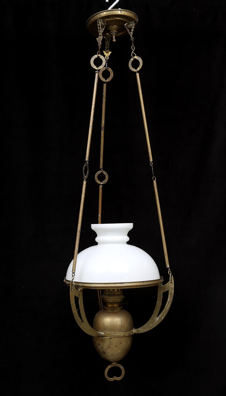 TAKLAMPA, fotogen, jugend, tidigt 1900-tal, total höjd ca. 107 cm.