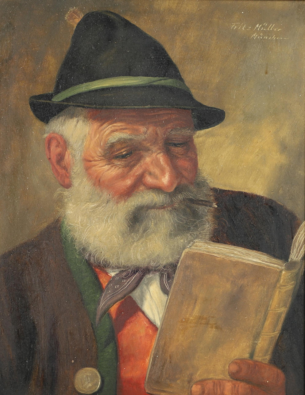 FRITZ MULLER (1913-1972). A GOOD READ; MAN WITH A CANDLE.