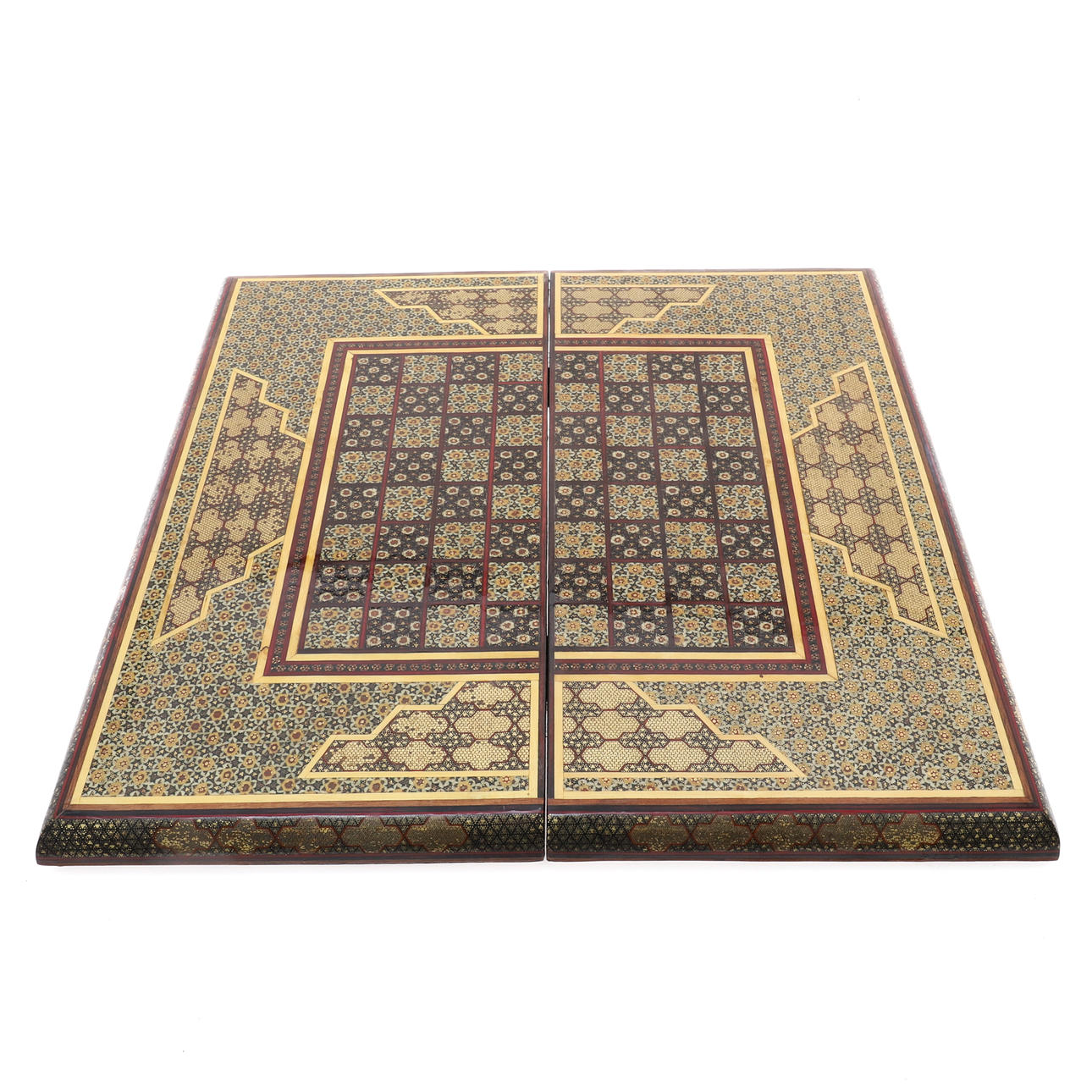 A MODERN MIDDLE EASTERN CHESS / BACKGAMMON BOARD.