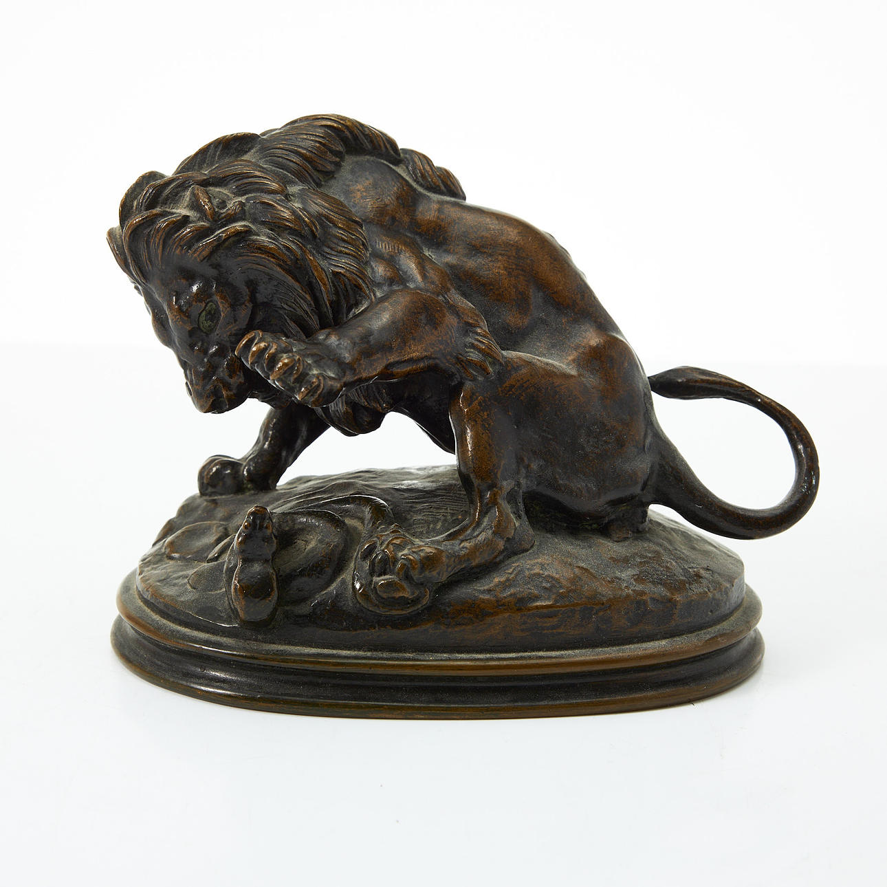 ANTOINE LOUIS BARYE. efter, Lejon och orm, brons.