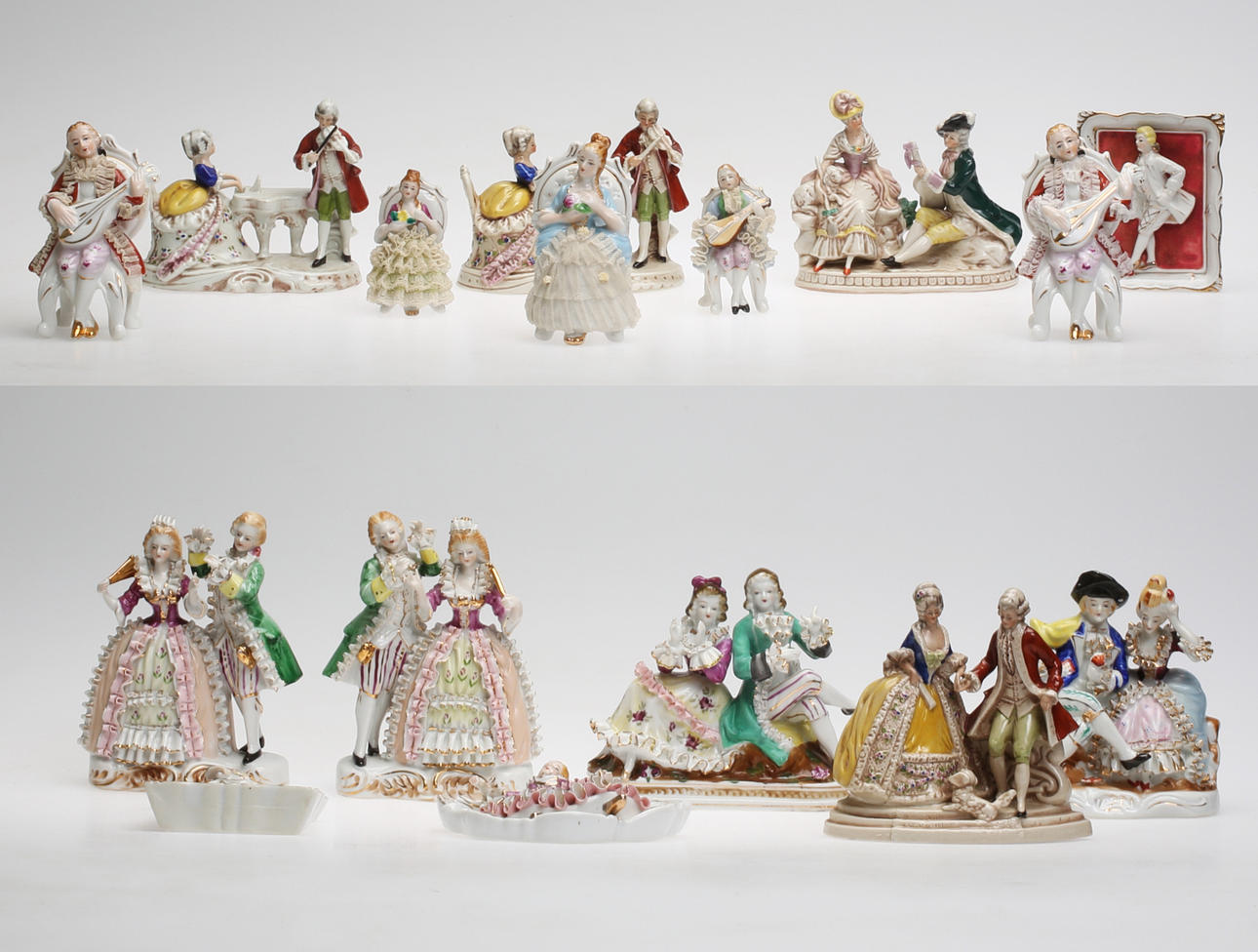 FIGURINER samt PLAKETTER, 16 st, keramik, 1900-tal.