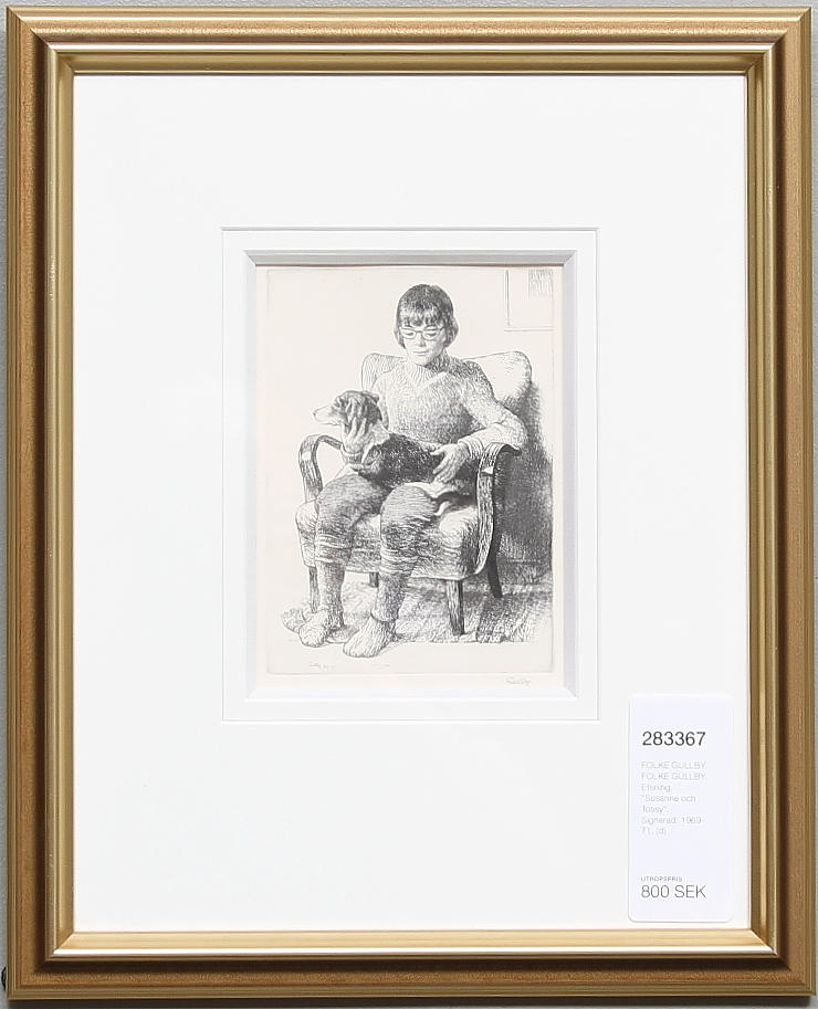 FOLKE GULLBY. FOLKE GULLBY. Etsning. "Susanne och Tossy". Signerad. 1969-71.