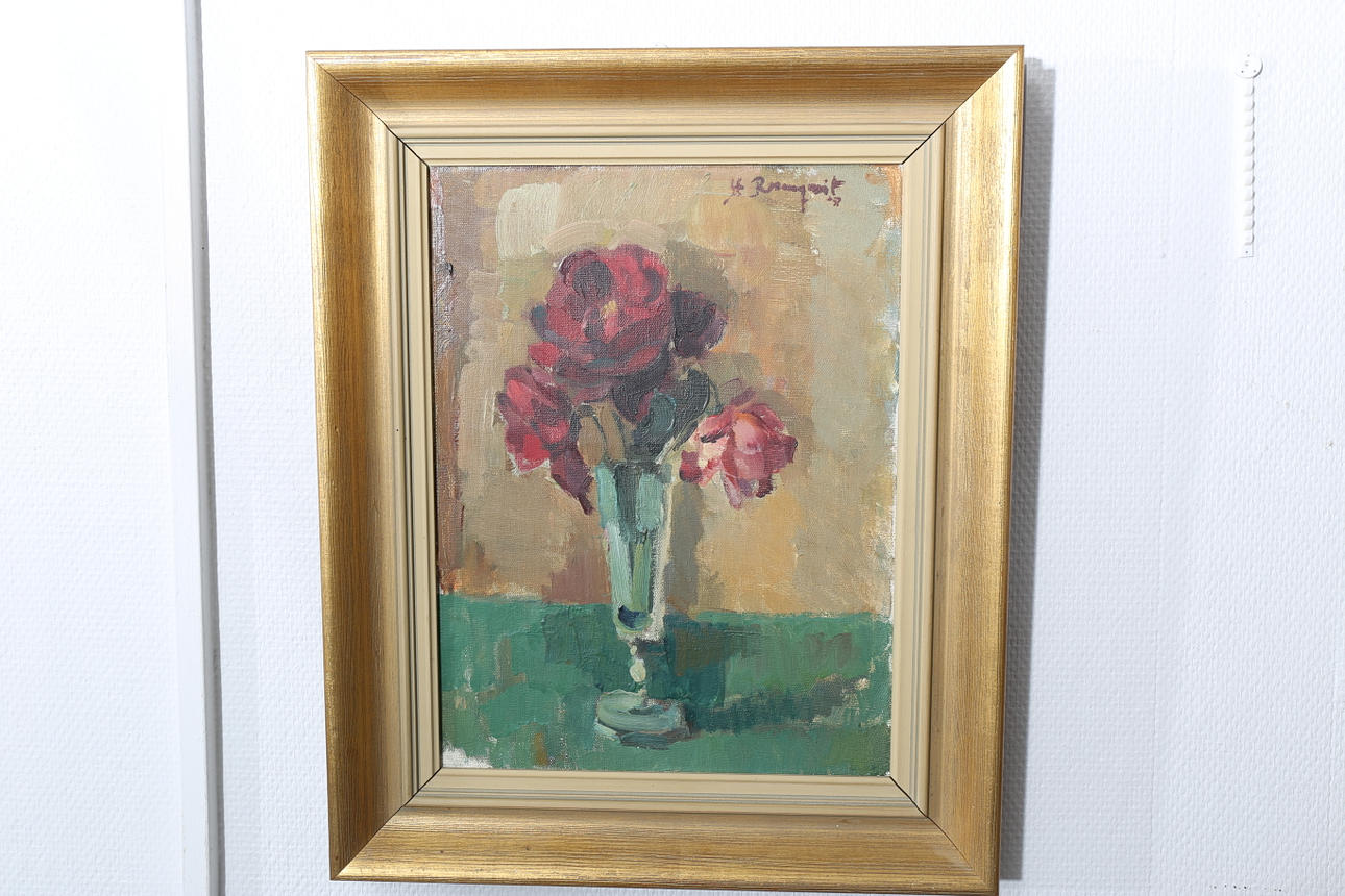 HANS ROSENQVIST. Olja på duk, Blomsterstilleben, signerad H Rosenqvist.