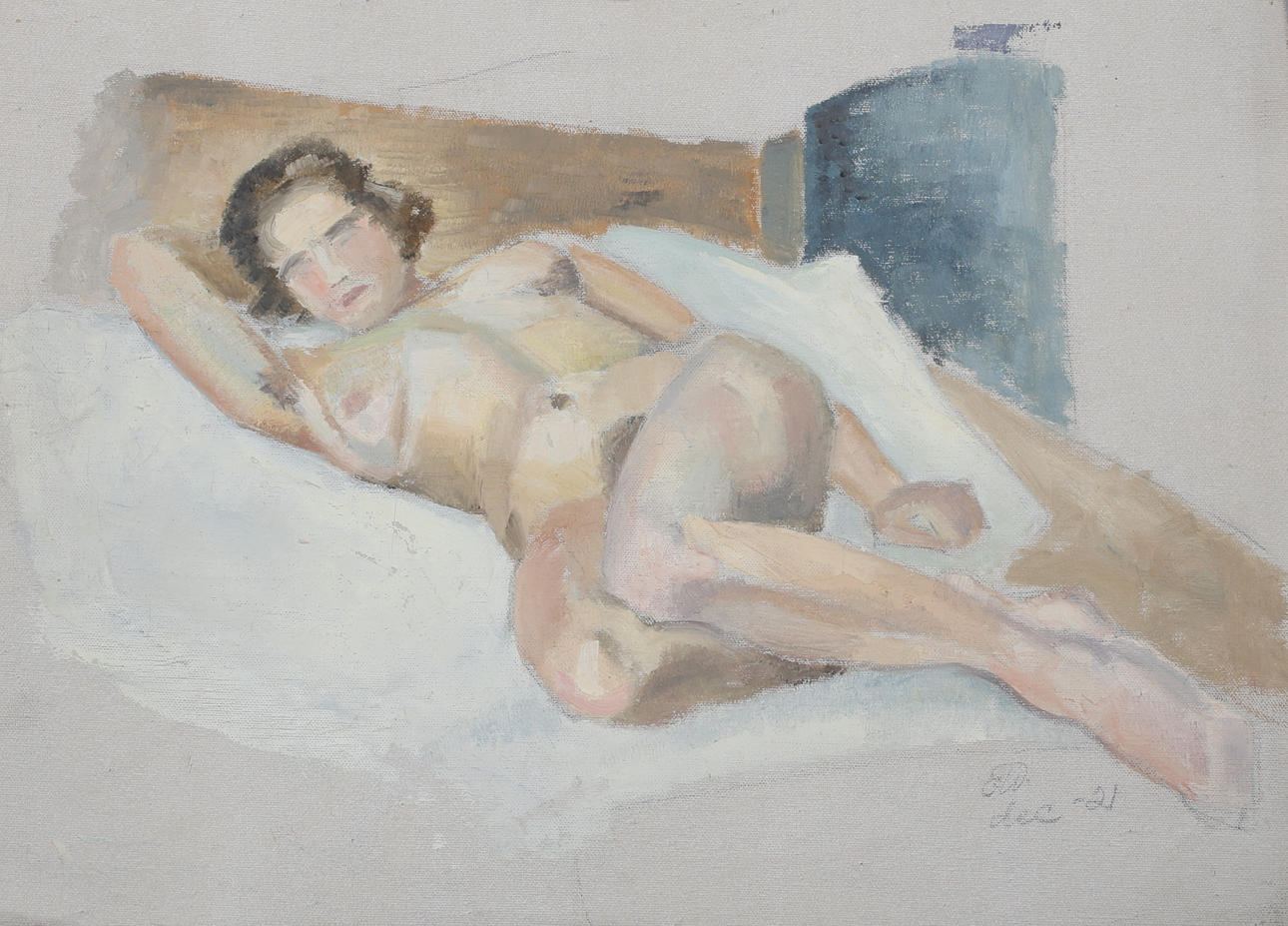 ESTHER WESSLÉN. PARTI, 5 stycken oljemålningar på duk, signerade EW.